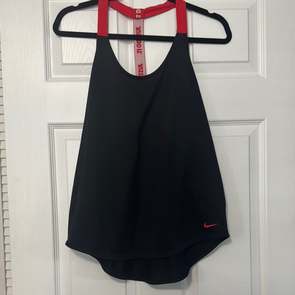 Nike Women's Black Tank Top with Red Accents